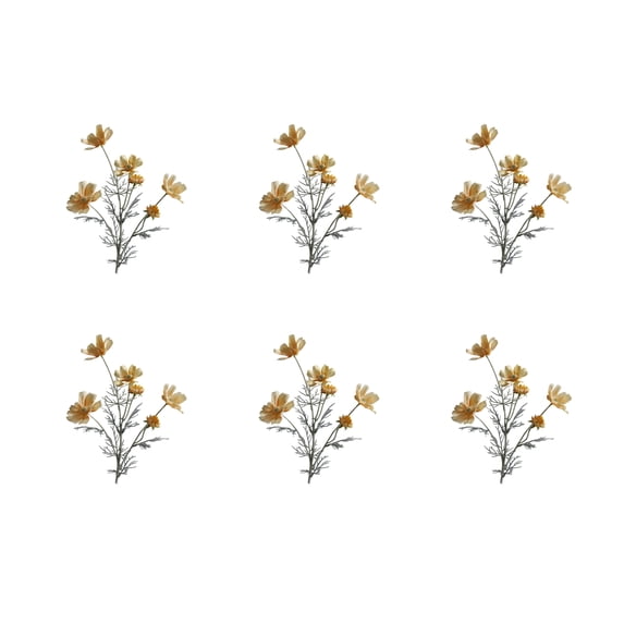 Artificial Cosmos Flowers Light Yellow 6 Stems 23.6Inch Faux Fake Flowers For Home Wedding Decor
