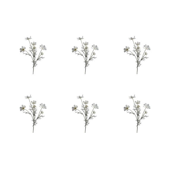Artificial Cosmos Flowers White 6 Stems 23.6 In Faux Chrysanthemum For Home Wedding Party Decor