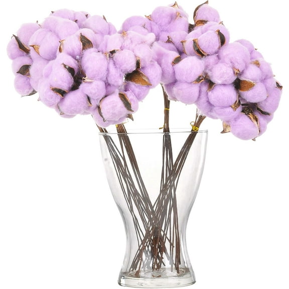 Artificial Cotton Stem 30pcs 13 Inch Cotton Boll for Home Decor Centerpiece Housewarming Wedding DIY Bridal Bouquet(Light Purple)