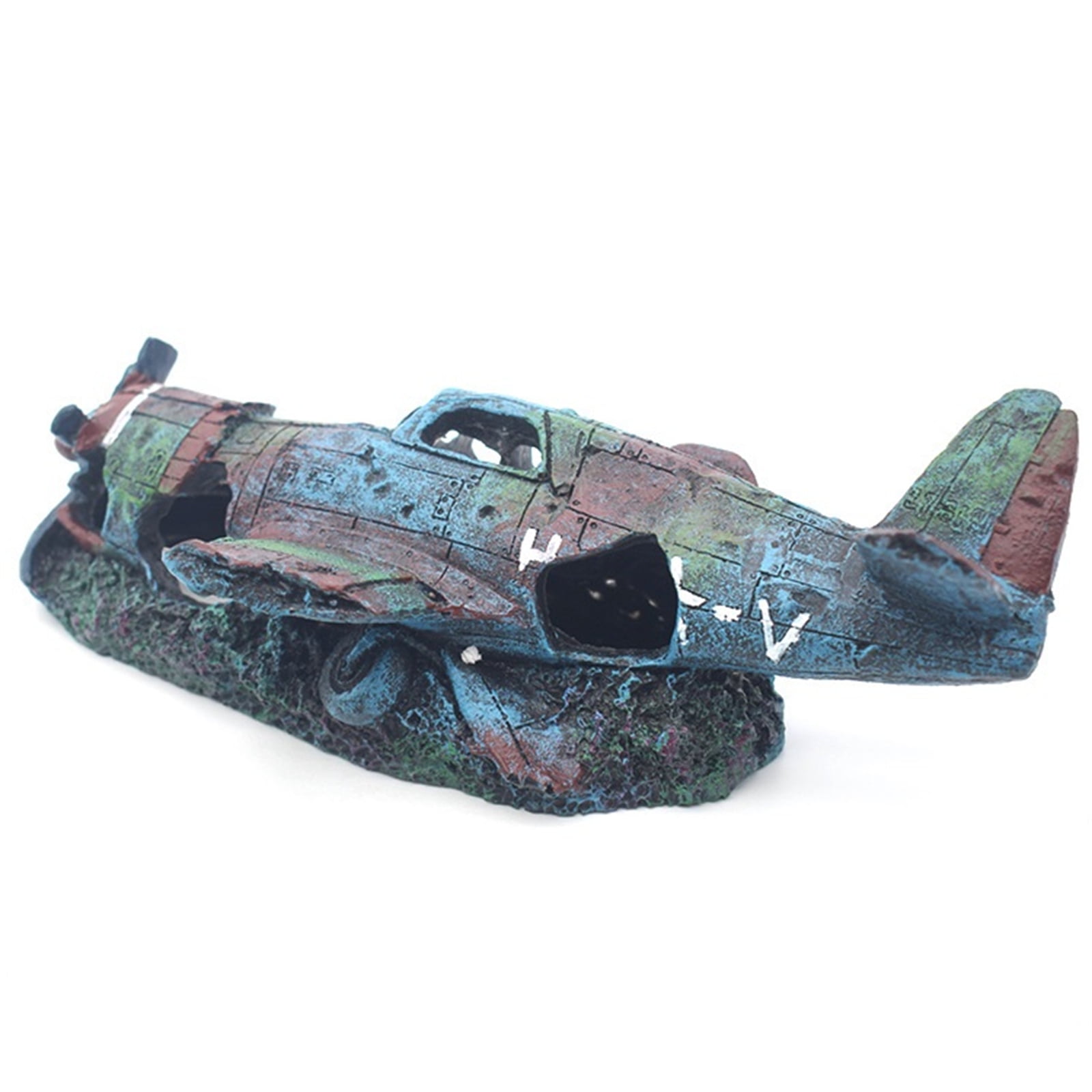 Artificial Craft Fish Tank Decoration Resin Wreck Airplane Ornament, Aquascape Enhancement