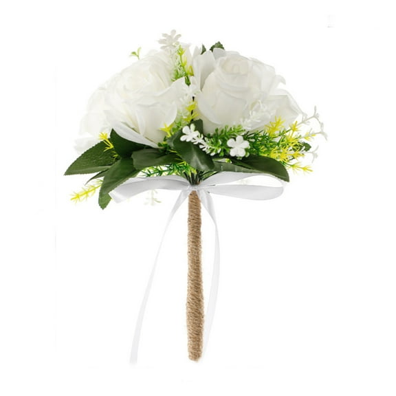 Artificial Cream Rose Bouquet With Ribbons Bridal Holding Flowers Bride Bridesmaid Wedding Bouquet For Wedding Party Ceremony