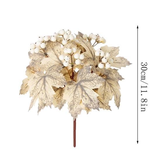 Artificial Cream White Maple Leaves Branch, Fall Leaves Decor, Vintage Faux Maple Leaves Stems Branches, Halloween Thanksgiving Decoration for Table Centerpiece, Desktop, Shelf