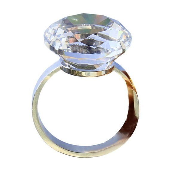 Artificial Crystal Large Fake Diamond Ring Funny Birthday Gift, Proposal & Wedding Procession Accessory with Velvet Jewelry Box