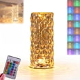 thumbnail image 1 of Artificial Crystal Table Lamp, 16 Color Rose Crystal Diamond LED Table Lamp with Remote Control, RGB Color Changing Rose Diamond Design, USB Charging Touch Sensor, 1 of 10