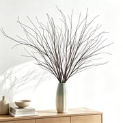 Artificial Curly Willow Branches, 3PCS 30 Inch Fake Bendable Twig Stems, 12 Forks Decorative Dry Look Artificial Branches Flower Dried Stems for Vase Filler, Home Farmhouse Decor