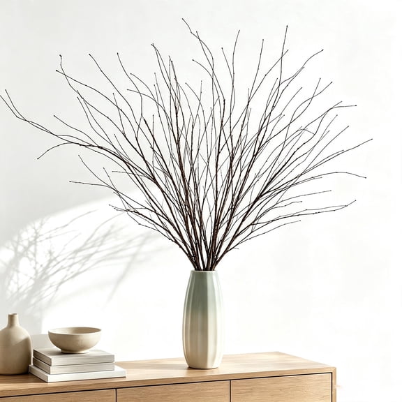 Artificial Curly Willow Branches, 3PCS 30 Inch Fake Bendable Twig Stems, 12 Forks Decorative Dry Look Artificial Branches Flower Dried Stems for Vase Filler, Home Farmhouse Decor