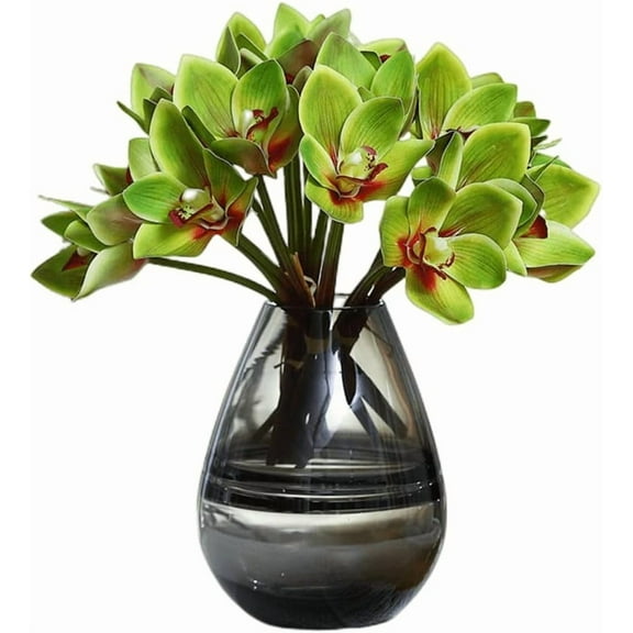 Artificial Cymbidium Orchids Artificial Orchids Bunch Artificial Flowers Outdoor Fake Flowers Green Shrubs Plants for Wedding Decoration Home Decoration (Green)