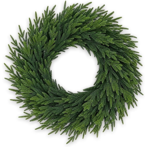 Artificial Cypress Christmas Wreath 24 Inch Full Green