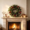 thumbnail image 1 of Artificial Cypress Christmas Wreath Pinecone Red Berry Front Door Hanging Holiday Decor, 1 of 6