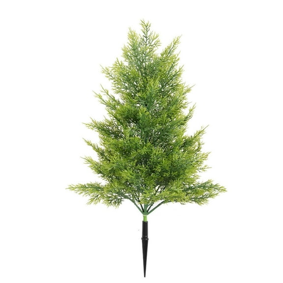 Artificial Cypress Topiary Tree 19.6 Inch, UV Resistant Fake Cedar Shrubs with Ground Spike, Outdoor Indoor Decor for Porch, Garden, Pathway Landscaping - Realistic Pruned Design
