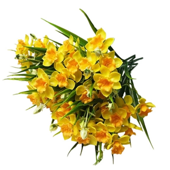 Artificial Daffodil Flowers, 14.5 Inch Yellow Silk Bouquet, Realistic Spring Flower Arrangement for Indoor Outdoor Home Garden Wedding Easter Decor (No Vase)