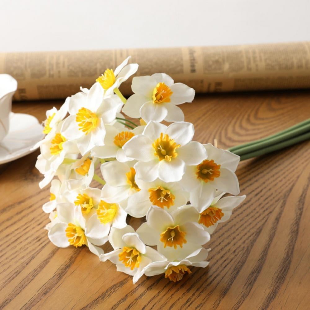 Artificial Daffodil Flowers-Fake Wildflowers Bouquet for