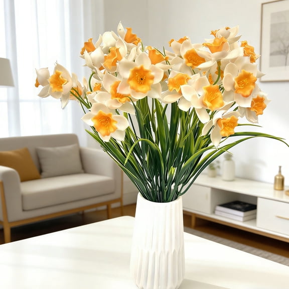 Artificial Daffodils - 1 Pc Fake Flower 14.17in for Wedding Decor, Living Room Display, Floral Arrangements, Seasonal & Everyday Decoration