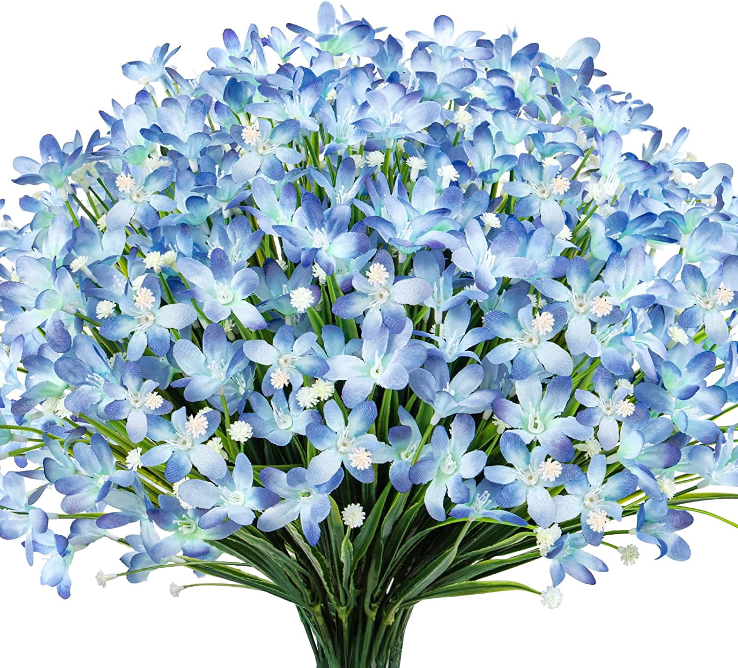 Artificial Daffodils Flowers Outdoor UV Resistant Fake Flowers Plants Faux Flowers for Garden Porch Window Box Wedding Home Decor, Blue