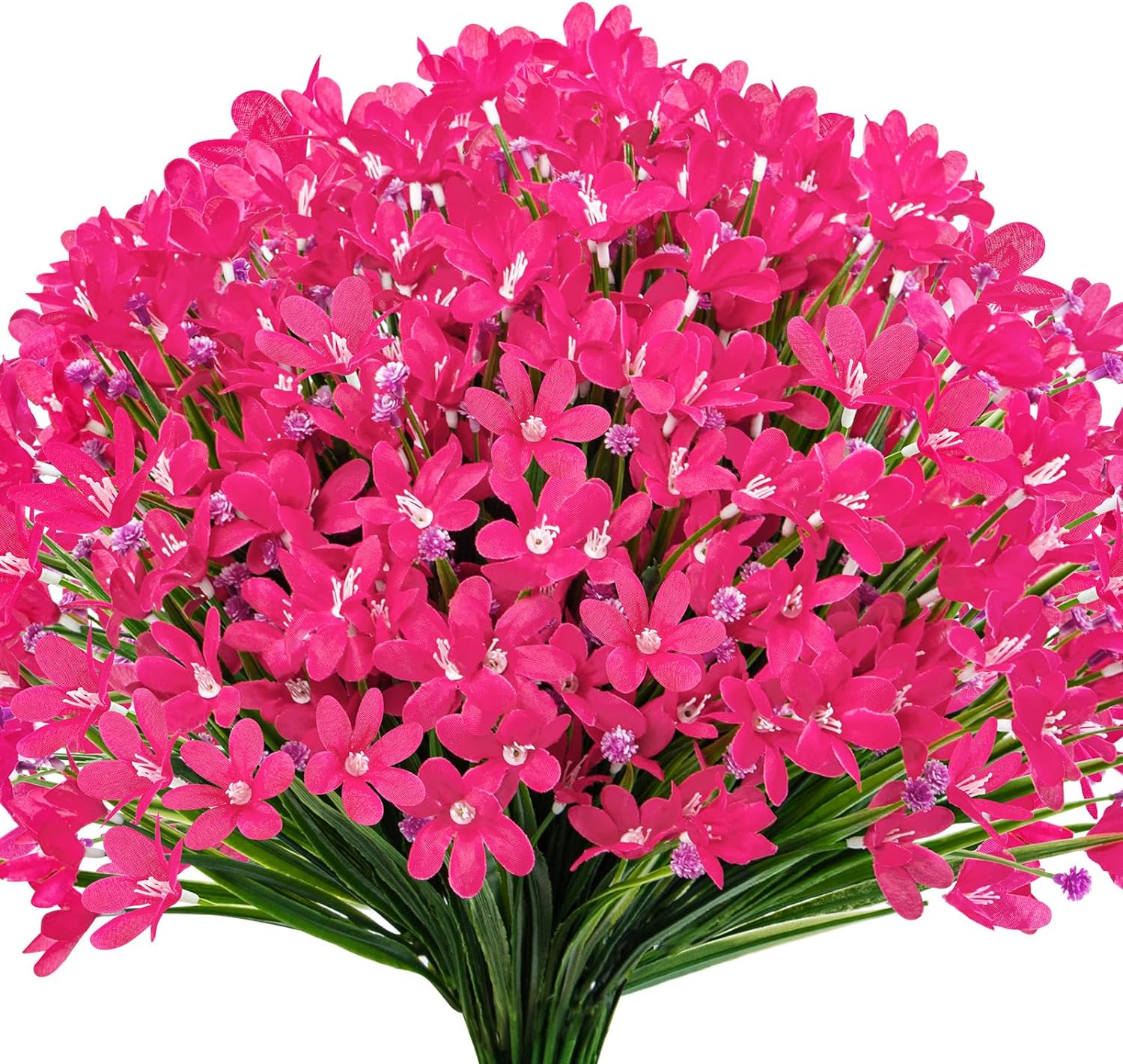 Artificial Daffodils Flowers Outdoor UV Resistant Fake Flowers Plants Faux Flowers for Garden Porch Window Box Wedding Home Decor,Rose Red