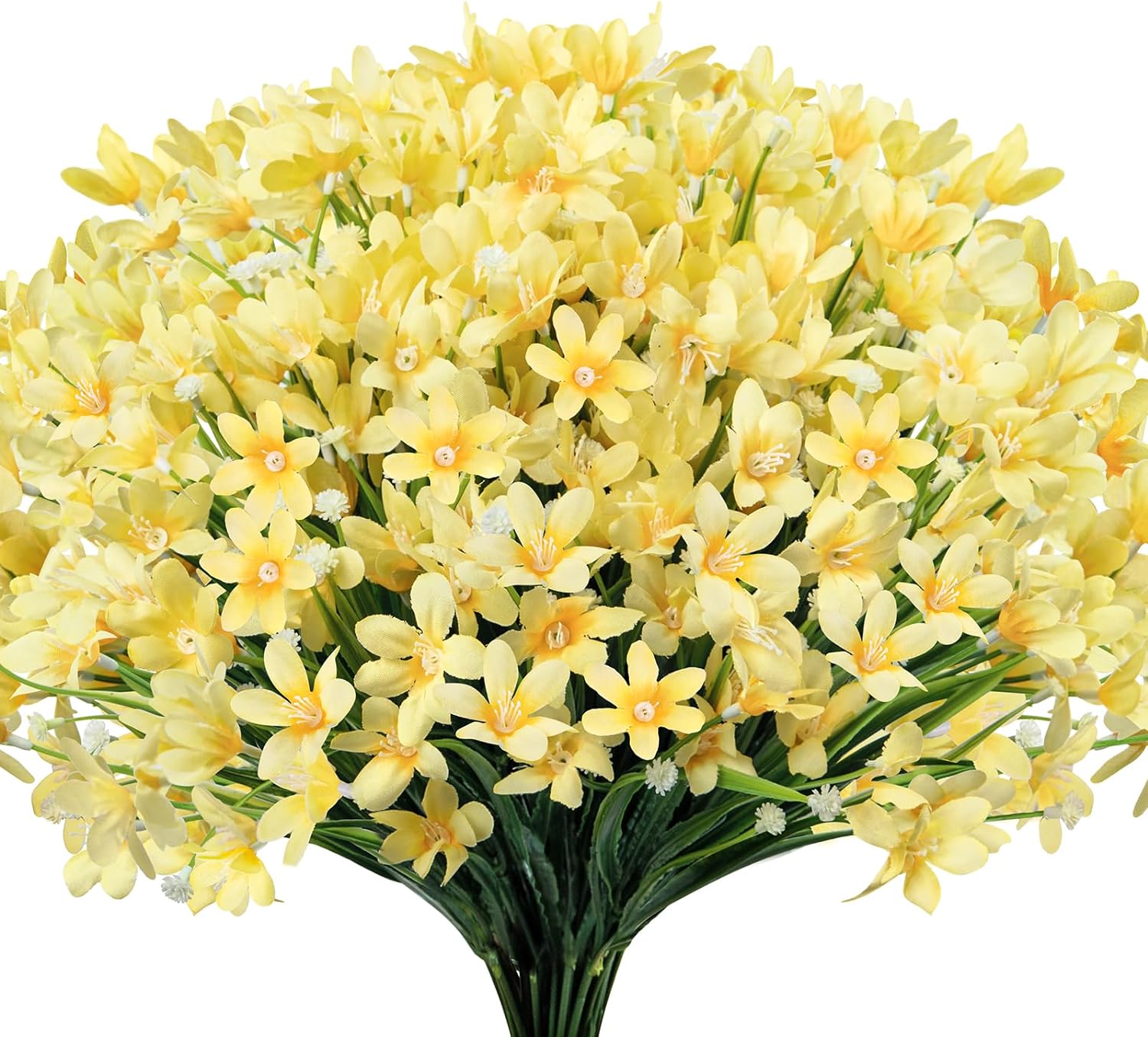 Artificial Daffodils Flowers Outdoor UV Resistant Fake Flowers Plants Faux Flowers for Garden Porch Window Box Wedding Home Decor, Yellow