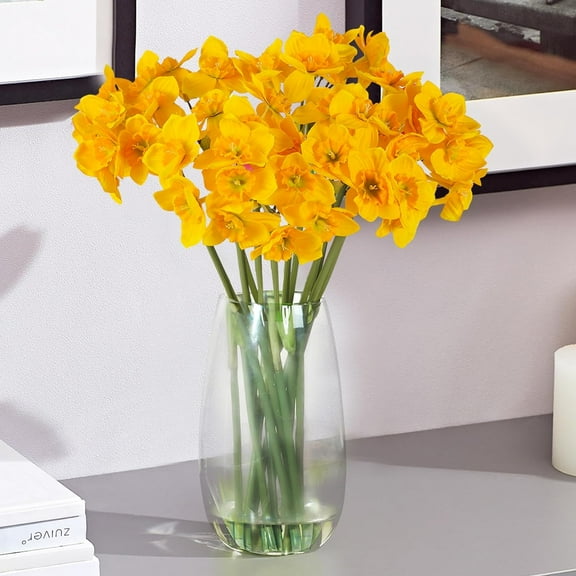 Artificial Daffodils Flowers Silk Daffodils Spring Yellow Flowers Fake Spring Plants for Spring Home Kitchen Decor (, Yellow)