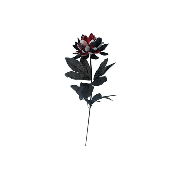 Artificial Dahlia Flowers, 1 Pc Fake Roses Silk Flowers with Stems, Dahlia for DIY Cake Wedding Bridal Bouquets, Floral Arrangement, Table Centerpieces, Home Party Decorations, Black, White, and Red