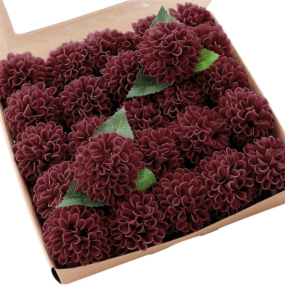 Artificial Dahlia Flowers 25 Pcs Real Looking Roses with Stems for DIY Wedding Bouquets Bridal Shower Centerpieces Floral Arrangements Party Tables Home Decoration