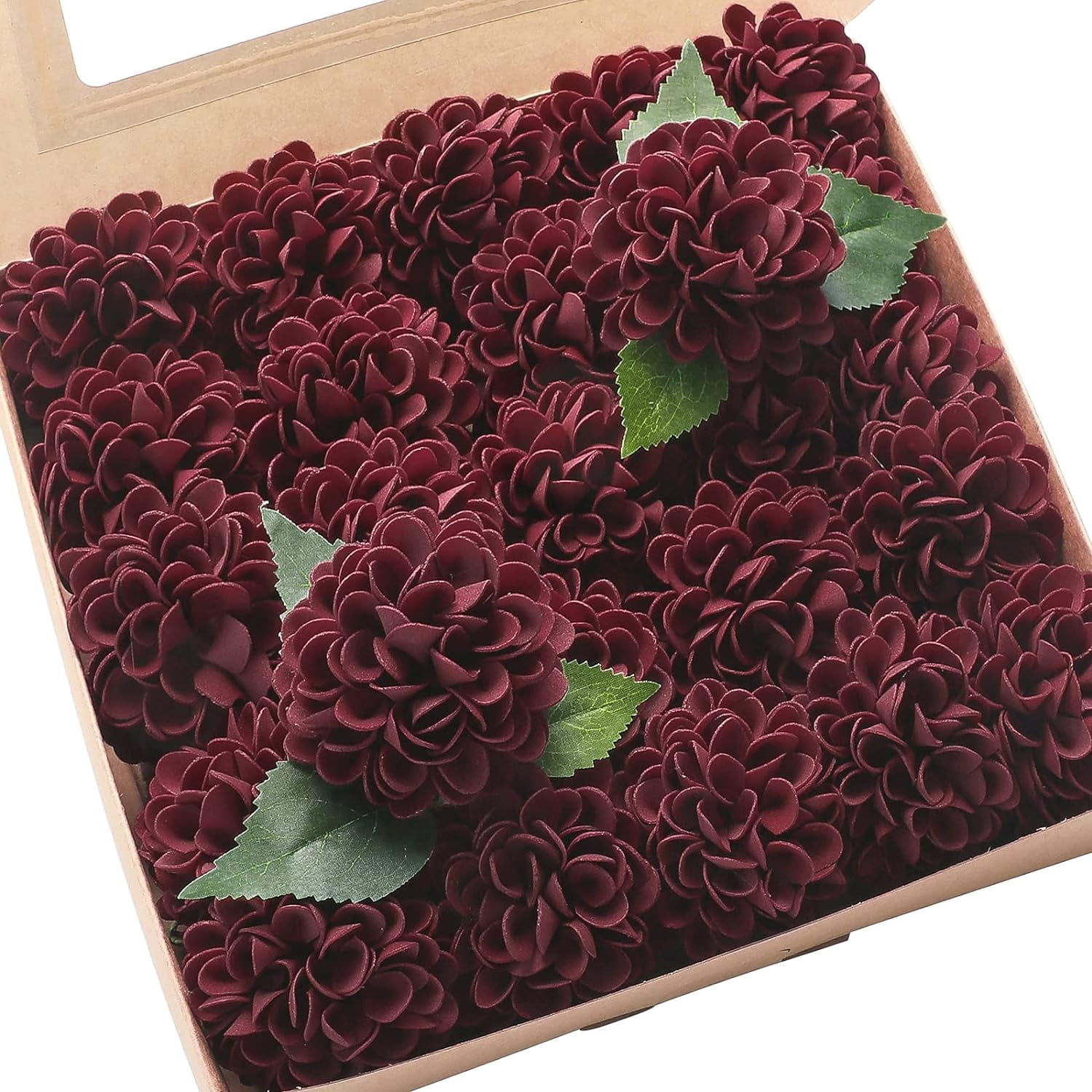 Artificial Dahlia Flowers 25pcs Real Looking Navy Blue Foam Fake Roses with Stems for DIY Wedding Bouquets Bridal Shower Centerpieces Floral Arrangements Party Tables Home Decoration
