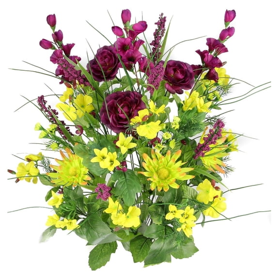 Artificial Dahlia, Morning and Ranunculus and Blossom Fillers Mixed Bush - 30 Stems for Home, Wedding, Restaurant and Office Decoration Arrangement, Grape Mix