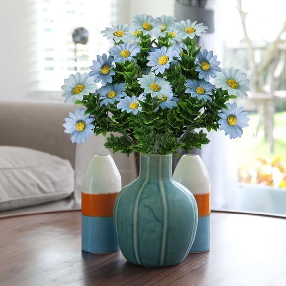 Artificial Daisies Flowers, Fake Silk Daisy Small Flower Marguerites Plants Decor Bouquet, Faux Plastic Stems Bushes Greenery Bundles for Indoor Outdoor Verandah Wedding Spring Decorations