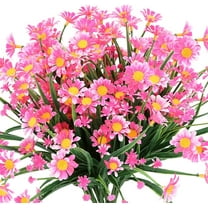Artificial Daisies Flowers Outdoor UV Resistant 4 Bundles Fake Greenery Faux Plants Shrubs Bushes for Indoor Outside Decor(Pink)