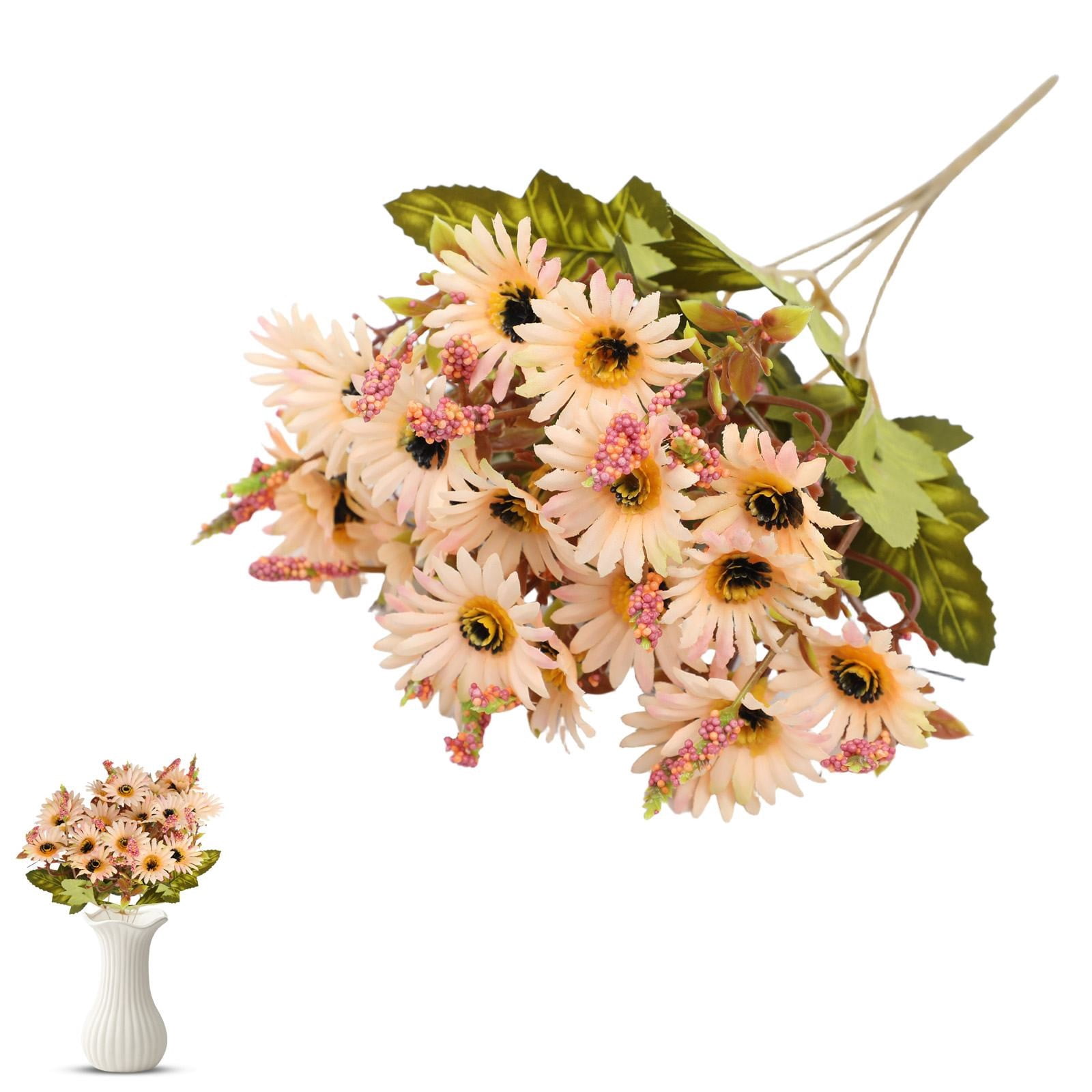 Artificial Daisies Flowers, Plastic Plants Silk Daisy Flower Bunches ...