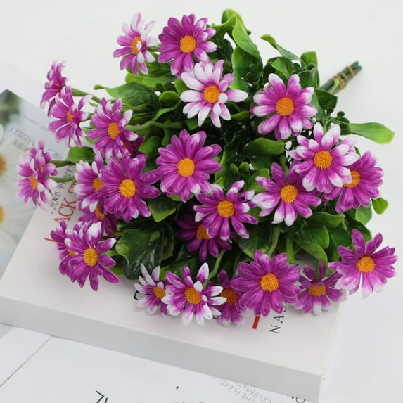 Artificial Daisies, Simulation Plastic Flowers Realistic Bouquet, Fake Daisies for Home Garden Outdoor Festival Decoration