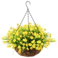 thumbnail image 1 of Artificial Daisy Flower in Basket, Hanging Flowers Basket Centerpieces, Outdoors & Indoors Flowers in Coconut Lining Hanging Baskets for The Decoration of Courtyard (Blend Color), 1 of 5