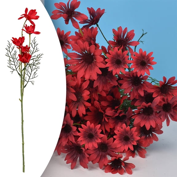 Artificial Daisy Flower Stem 20.5" Bendable Plastic for Home Wedding Photography Vase Arrangement Includes 1 Piece (Red)