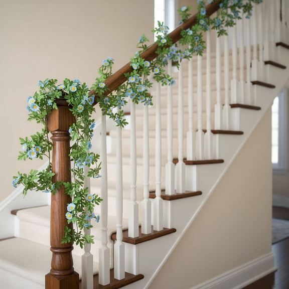 Artificial Daisy Flower Vines 72.8" - Fake Wisteria Plastic Hanging Garland for Ceiling Decor, Wedding, Party - Orange White Blue Red