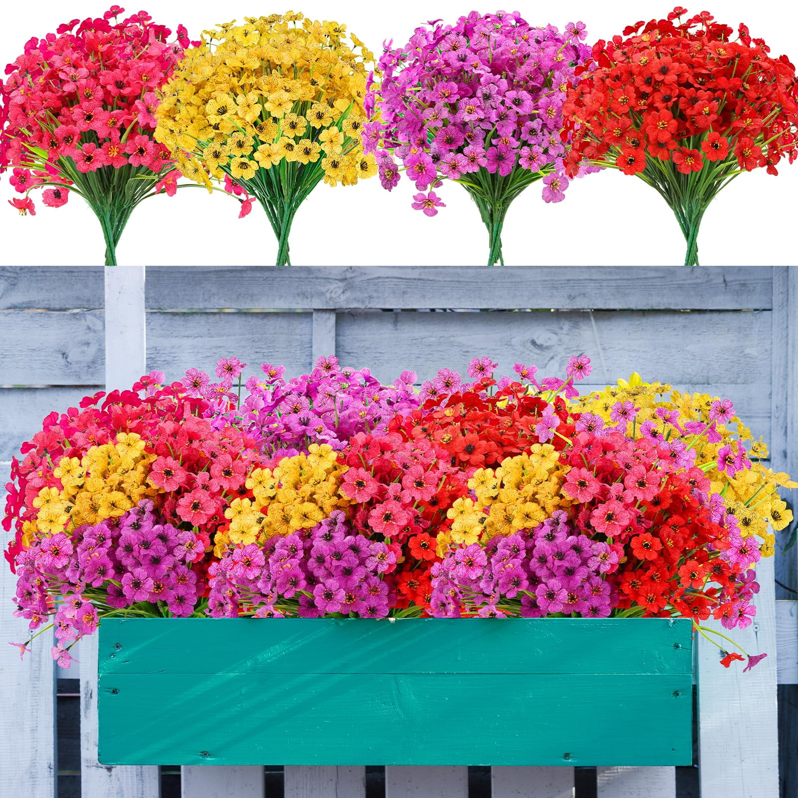 Artificial Daisy Flowers 20 Pcs, UV Resistant Faux Silk Outdoor Plants ...