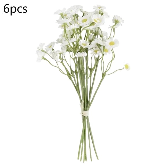 Artificial Daisy Flowers 6 12PCS 28cm, White Silk Fake Daisies Bouquet, Realistic Wedding Party Home Tabletop Decor Arrangement