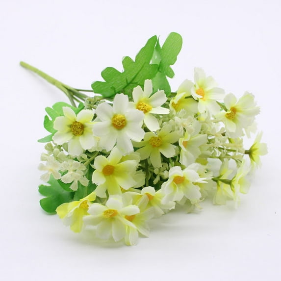 Artificial Daisy Flowers Bouquet, Faux Silk Wildflowers for Home Garden Decor Indoor Outdoor, Real Touch Fake Plants,D,12 In