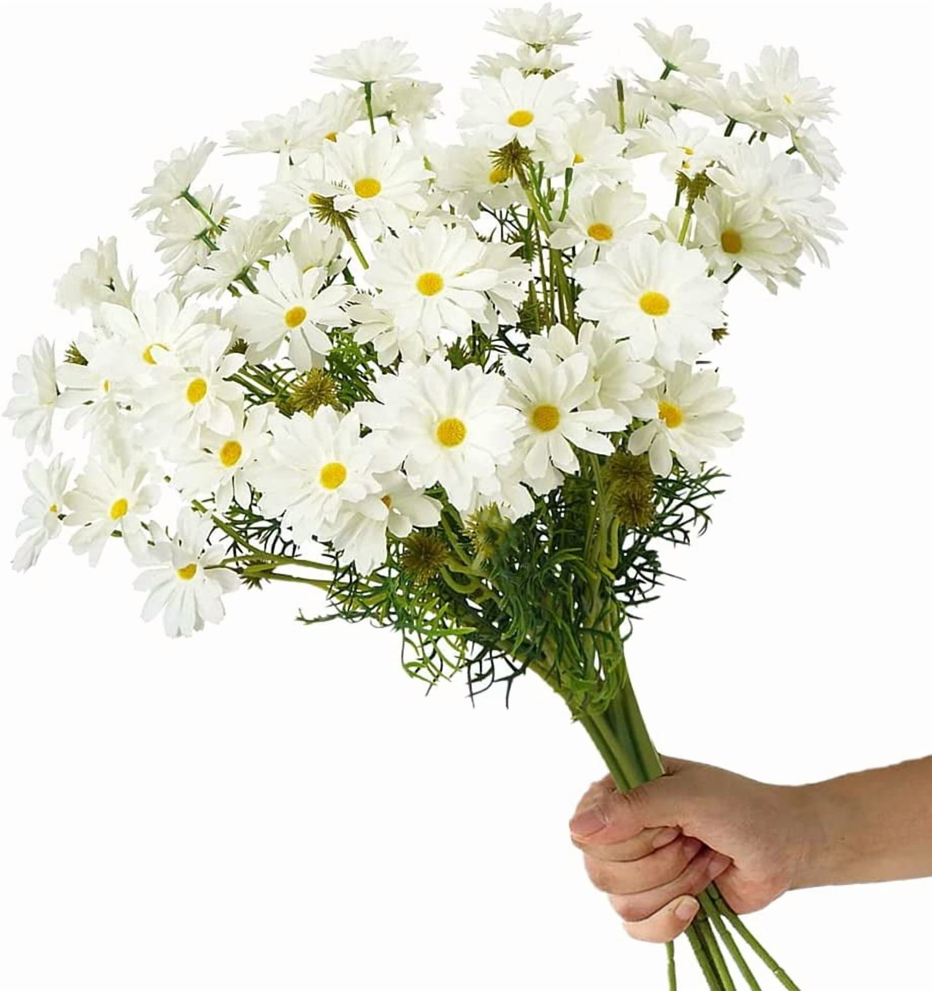 Artificial Daisy Flowers High Small Daisy Artificial Flower Outdoor Silk Flowers Fake Wildflowers Faux Greenery Shrubs Plants with - for Wedding Decoration Home Decoration