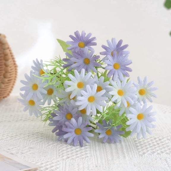 Artificial Daisy Flowers, Realistic Faux Chamomile Bouquet with Long Bendable Stems, Lifelike Fake Flowers for Home Decor, Wedding Centerpiece, Office, Vase Filler, Silk Floral Arrangement