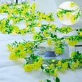 thumbnail image 1 of Artificial Daisy String Lights, 6.6ft 20 LED Hanging Vines Wildflower Garland with Lights for Home Garden Wedding Party Spring Decoration, Yellow, 1 of 9