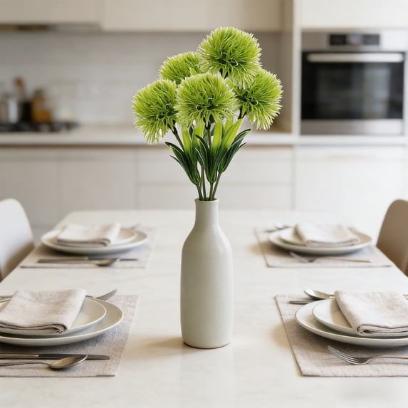 Artificial Dandelion Flower Arrangement - 5-Piece Wedding and Home Decor Set - Realistic Floral Display for Tabletop and Shelf Decoration