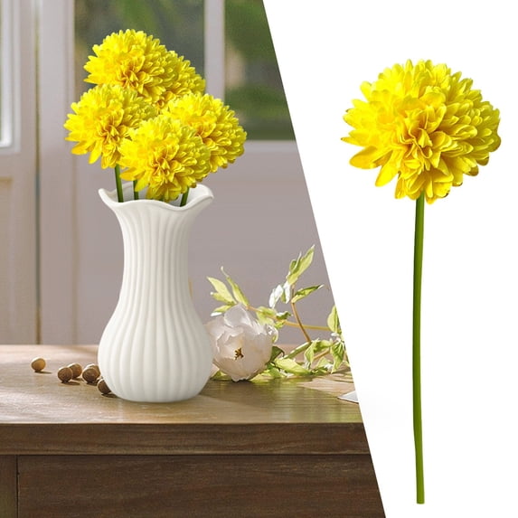 Artificial Dandelion Flower Stem Realistic Faux Wildflower Decorative Artificial Flower for Farmhouse Kitchen Dining Table Vase Arrangement Home Decor,1 Stem,Yellow