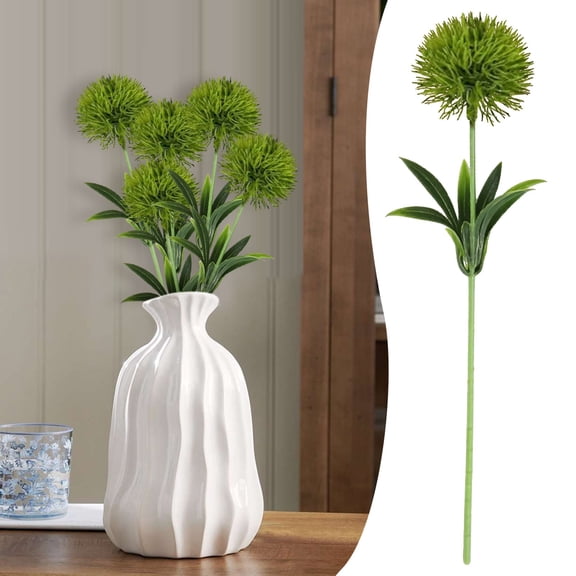 Artificial Dandelion Flowers 10.6" Plastic Plants Shrubs Bushes Fake Grass Wedding Indoor Outdoor Home Garden Decoration Planter Filler,1Pcs Green