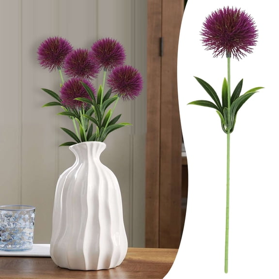 Artificial Dandelion Flowers 10.6" Plastic Plants Shrubs Bushes Fake Grass Wedding Indoor Outdoor Home Garden Decoration Planter Filler,1Pcs PurPle
