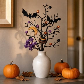 Artificial Dead Branch Stem With Colorful Berries Black Spooky Twig Pick For Vase Decor Plastic 17.7 Inch 1 Count