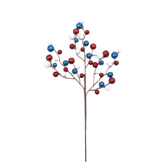 Artificial Decorative Berry Spray Branch with Glittered Foam Orbs for Home Office Party Event Arrangements and Displays