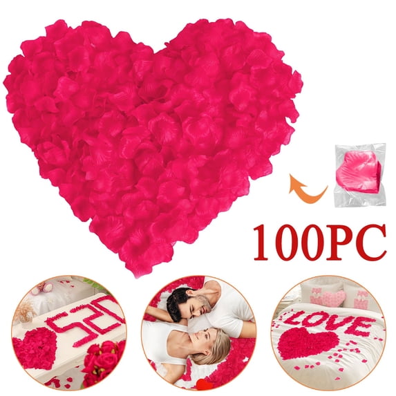 Artificial Decorative Petals Simulation Rose Petals Monochrome 1 Package (Including 100 Pieces) 3Rd Rose. Fake Flowers, Fake Flowers Small(Bright Silk Fabric, One Size)