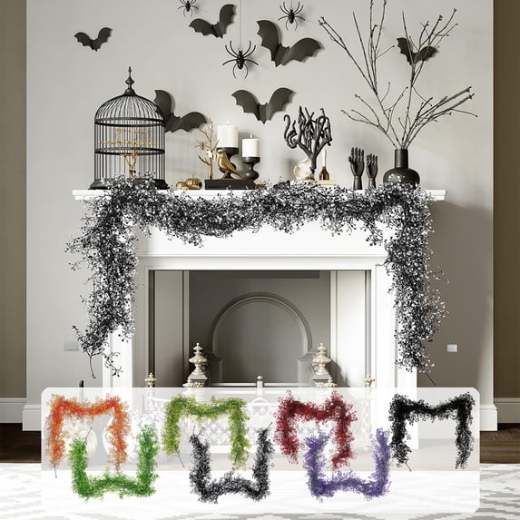Artificial Decorative Rattan Garland, Flexible Plastic Vine Garland, Fireplace Mantel Decor, Staircase Door Window Wall Accent, Seasonal Indoor Outdoor Home Decoration, 70.87", AKLJWH