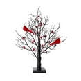 thumbnail image 1 of Artificial Decorative Tree with Red Cardinals and Berries, Realistic Tabletop Centerpiece for Home, Office, Holiday, and Seasonal Decor, 18 Inch Height, Black Base, Lifelike Branches, 1 of 5