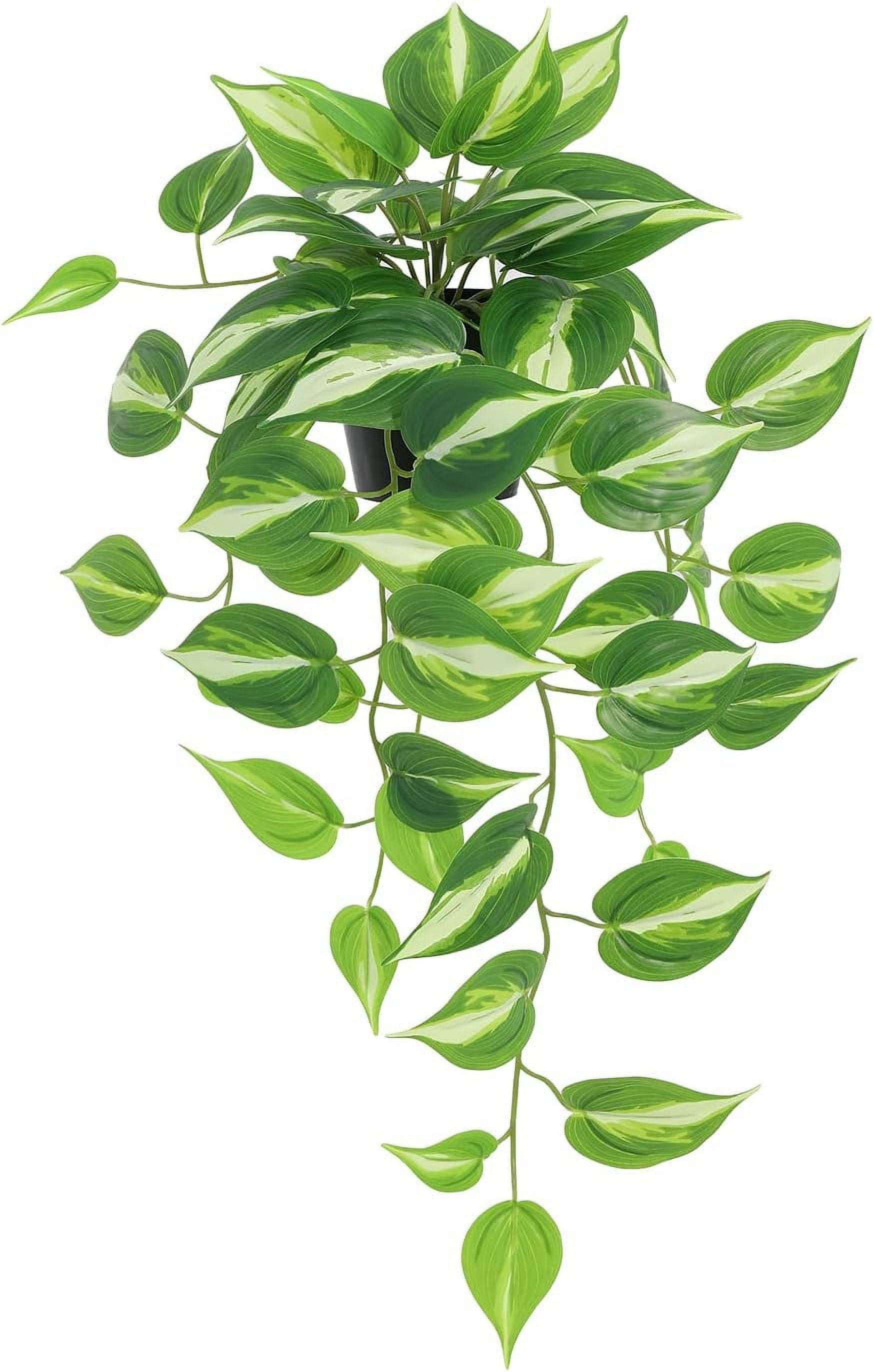 Artificial Devil's Ivy Golden Pothos Fake Plant,Hanging Potted Plants for Wall Home Patio Indoor Outdoor Decor(H 26in) Medium
