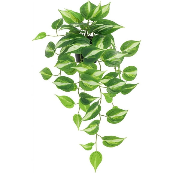 Artificial Devil's Ivy Golden Pothos Fake Plant,Hanging Potted Plants for Wall Home Patio Indoor Outdoor Decor(H 26in) Medium