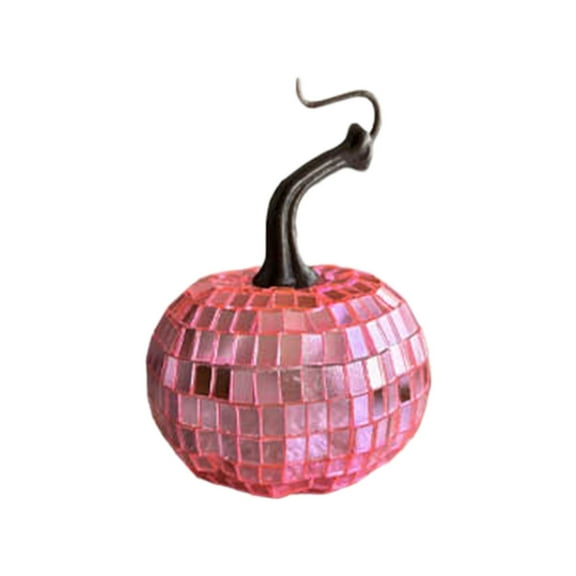 Artificial Disco Pumpkin Glitter Pumpkin for Decorating Fall Farmhouse Hanging Ornament Harvest Decor for Halloween Thanksgiving Table Centerpiece,Light Pink,6cm